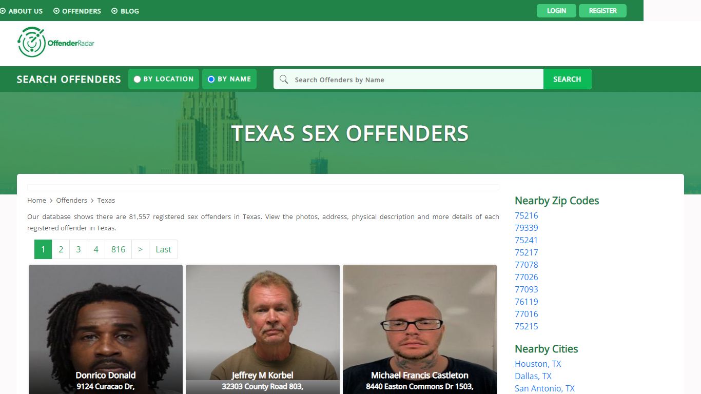 Texas Sex Offenders Registry and database at Offender Radar