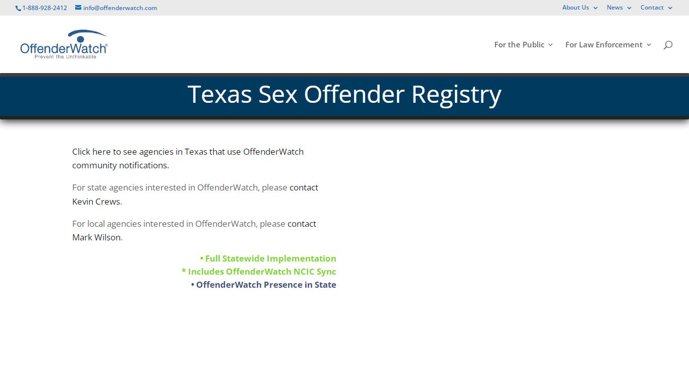 Texas Sex Offender Registry - OffenderWatch